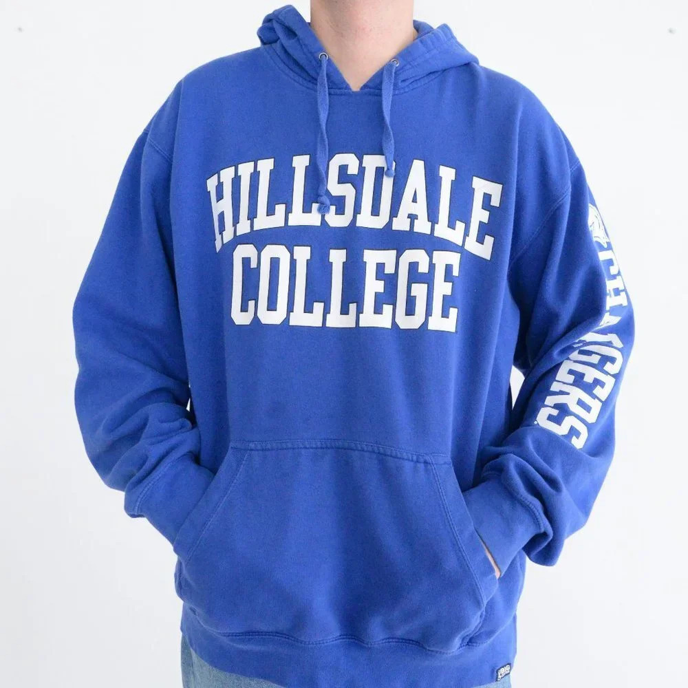Vintage 90'S Gear For Sports  Big Cotton Blue Hillsdale College Pullover Sweater